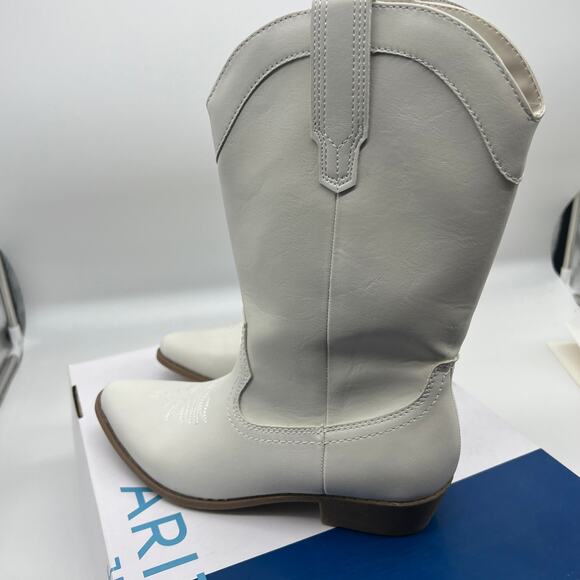 Arizona Jean Co Womens Maybrook Block Heel Cowboy Boots Cream Size 7.5M - Picture 6 of 11